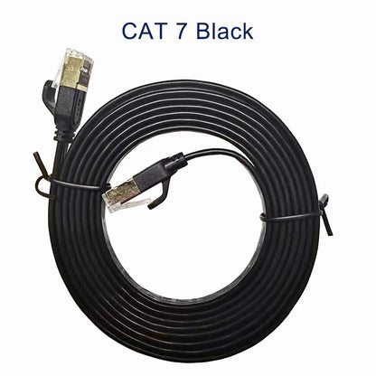 White Black Cat7 Flat Cable Ethernet Cat 7 6 20m 15m 10m 8m 5m RJ45 Network Cable Cat7 Patch Cord for Router Modem RJ 45 Lan Cab - Smarsty