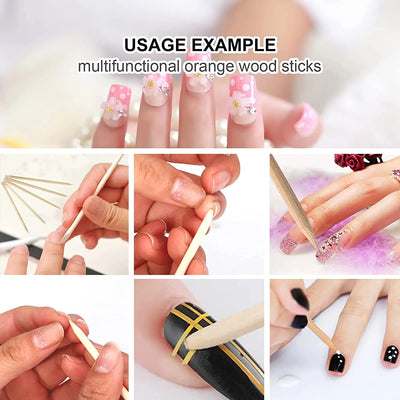 Double Sided Cuticle Pushers 100Pcs Wooden Nail Tools - Smarsty