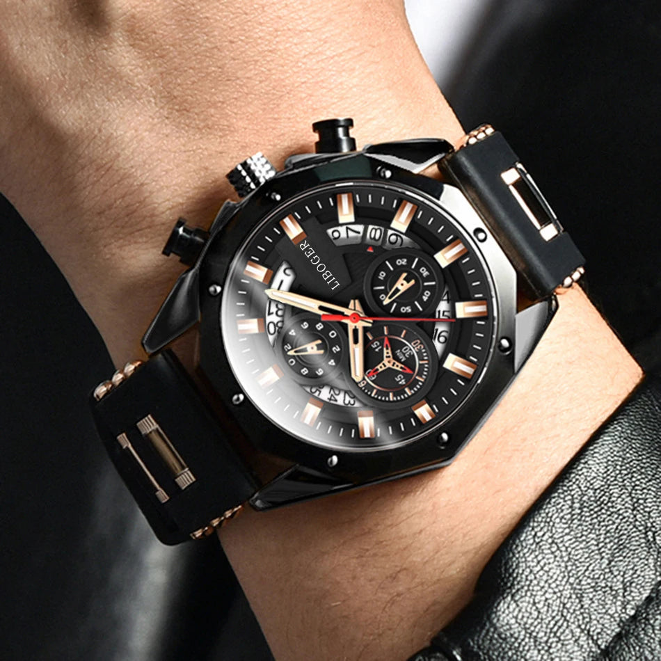 Fashion Men Watch with Auto Date and Silicone Strap - Smarsty