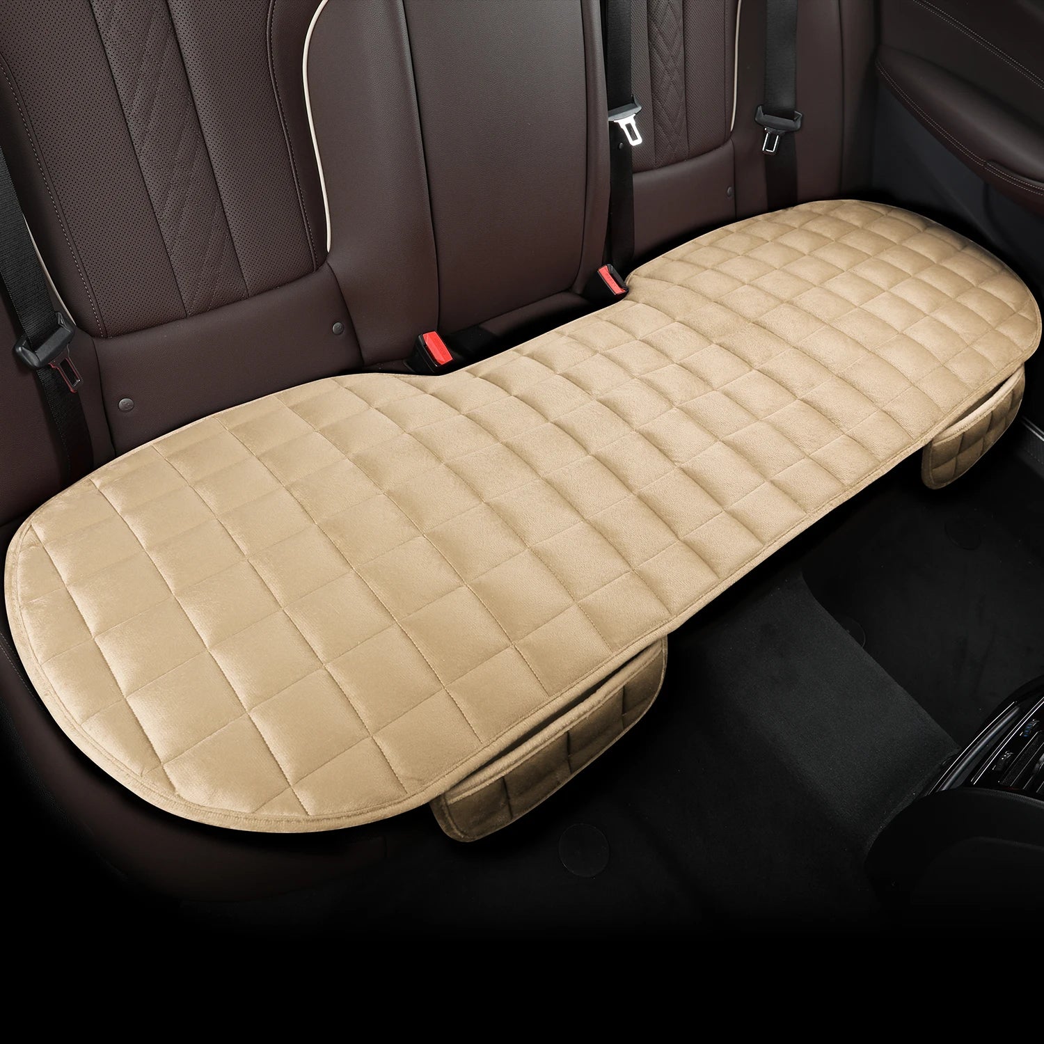 Plush Plaid Winter Car Seat Cushion With Storage Bag - Smarsty