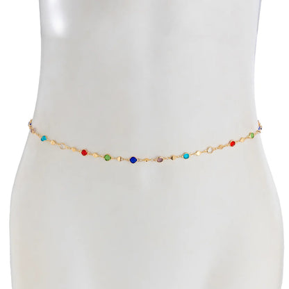 Fashion Colored Glass Crystal Waist Chain for Women - Smarsty