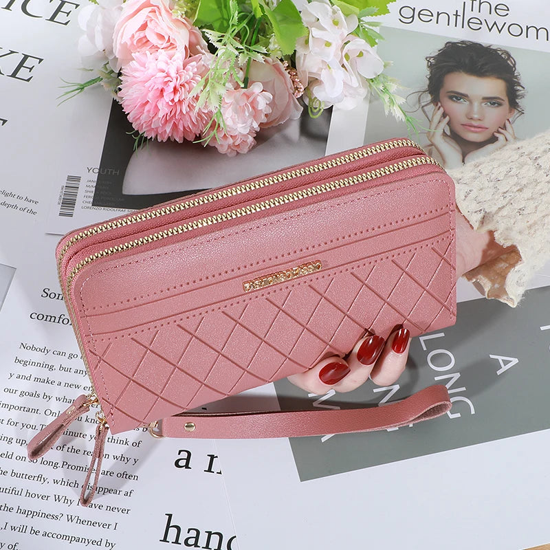 Long Women's Wallet Female Purses Tassel Coin Purse Card Holder Wallets Double Zipper Pu Leather Clutch Luxury Money Phone Bag - Smarsty