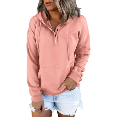 European and N Women's Long-sleeved Loose Casual Hooded Drawstring Pocket Hoodie - Smarsty
