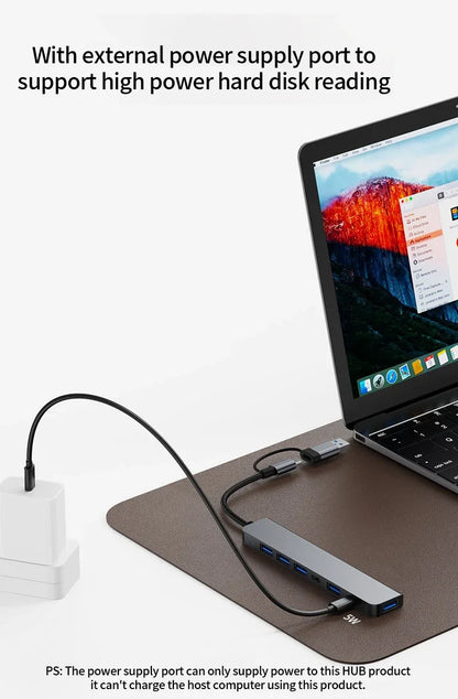 Premium USB C Hub 7 In 1 Multiport Adapter MacBookPro