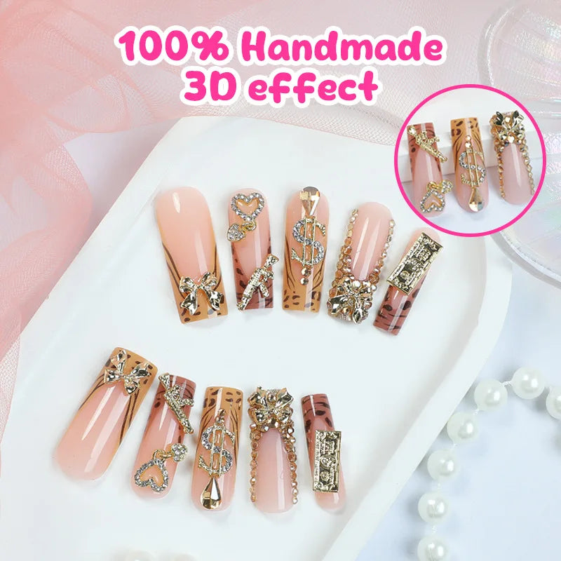 24 Piece Y2K Leopard Print French Press On Nails - Smarsty