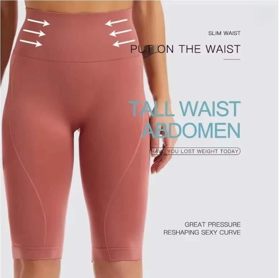 High Waist Sports Biker Shorts Women Naked Feeling Workout Push Up Leggings Tummy Control Yoga Running Fitness Gym Slim Pants - Smarsty
