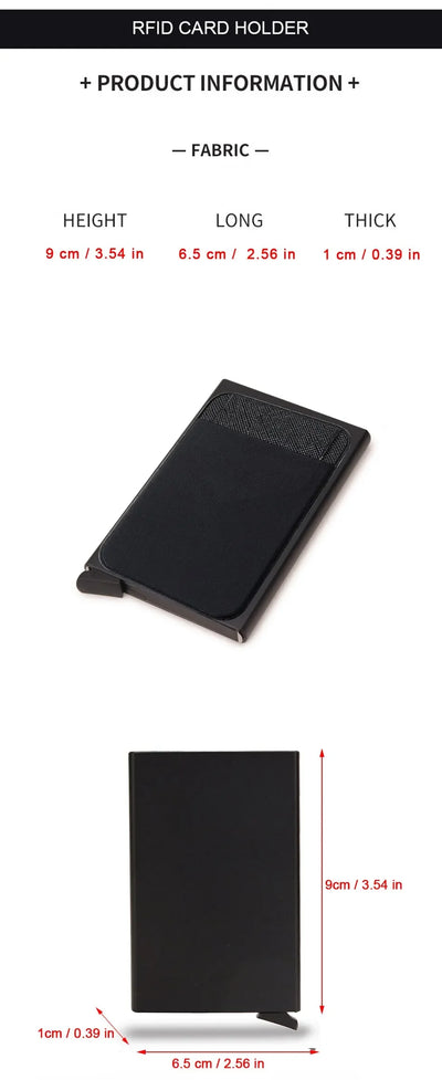 Rfid Smart Credit Card Holder Wallets Metal Slim Pop Up Minimalist Men Wallets Black Male Purse Money Bags Carteira Masculina - Smarsty