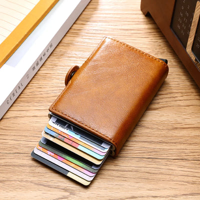 Rfid Men Card Wallets Carbon Fiber Slim Mini Wallet 14 Card Holders Small Money Bag Male Purses - Smarsty