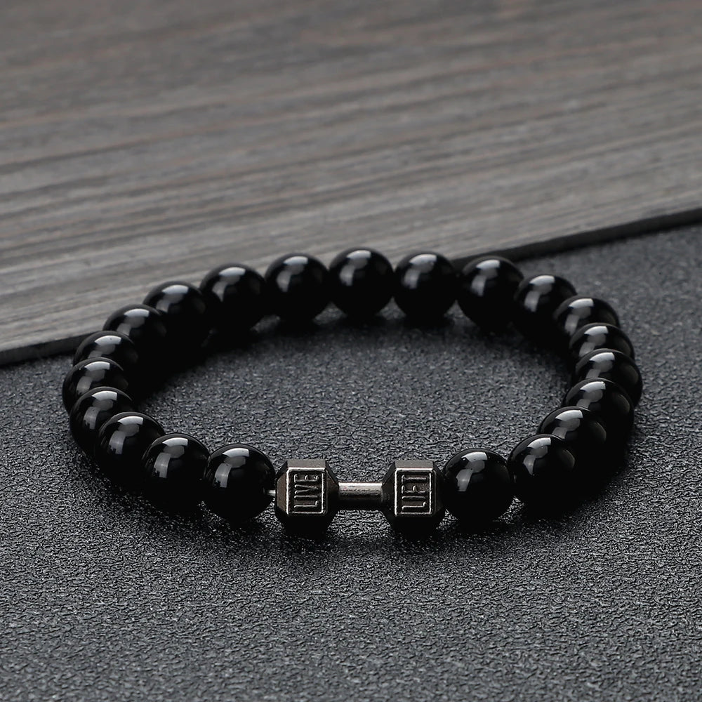 Natural Stone Dumbbell Bead Bracelet for Energy and Style - Smarsty