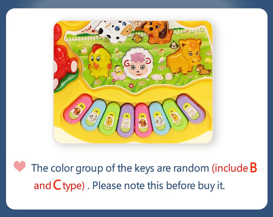 Kids Cartoon Piano Keyboard Game with Animal Sounds Flashing Light Music Baby Instrument Music Toys Educational Toys Kids Gifts by Smarsty