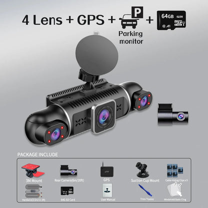 360 Degree Car Dash Cam With GPS WiFi 1080P Recording - Smarsty