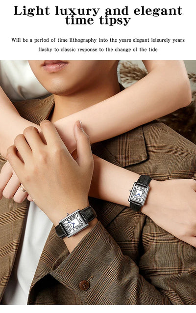Luxury Waterproof Couple Watch with Leather Strap - Smarsty