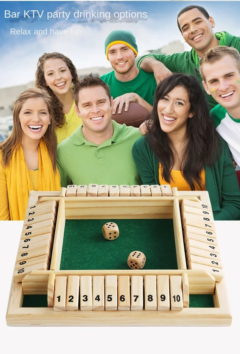 Wooden Dice Board Game Shut The Box for 4 Players Flaps & Dices Game Parent-children Interaction Family Entertainment by Smarsty