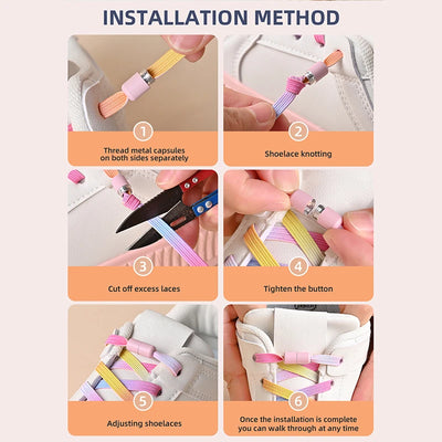 1Pair No Tie Shoe Laces Colorful Buckle Shoelaces Pearl Light Colorful Fashion Without Ties Elastic Laces Sneaker Kids Adult - Smarsty
