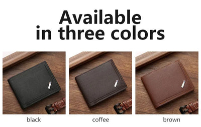 Men's leather short wallet thin wallet foldable minimalist soft leather wallet - Smarsty