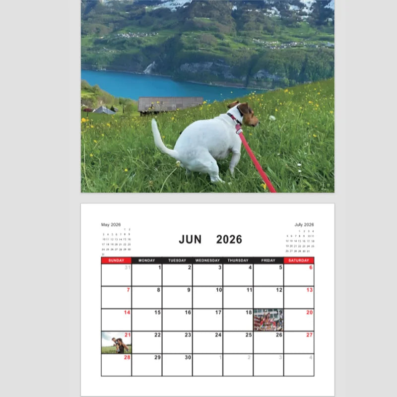 2026 Pooping Dog Calendar-Year Monthly Planner & Agenda Schedule Organizer Wall Calendar Funny Party Gag Gifts for Friends - Smarsty