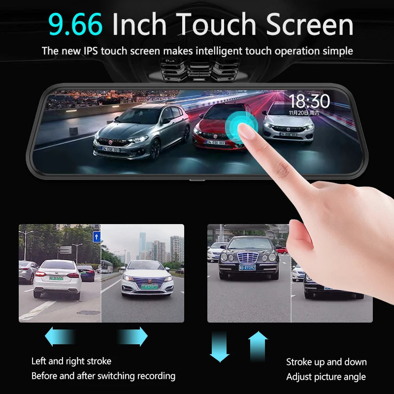 10 Inch Touch Screen Dash Cam Front And Rear Cameras - Smarsty