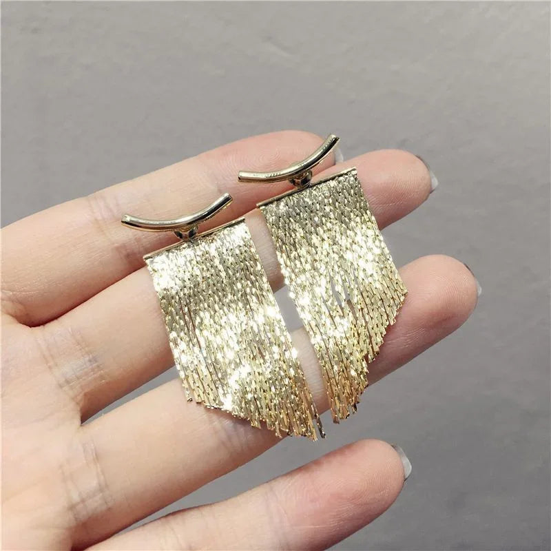 Long Gold Color Tassel Earrings for Women - Stylish Jewelry - Smarsty