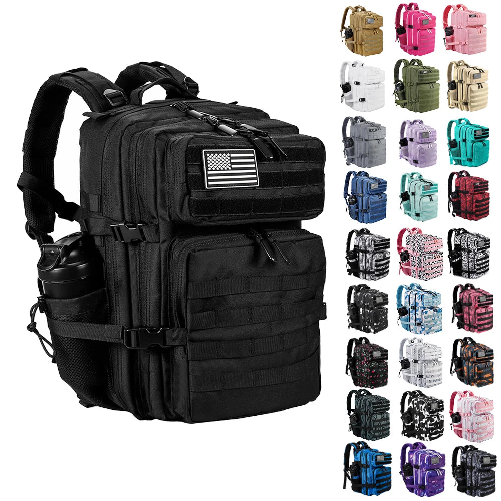 LHI 45L/35L/25L Tactical Backpack for Men and Women Waterproof Athlete Gym Outdoor Bag Travel Hiking Rucksack with Bottle Holder - Smarsty