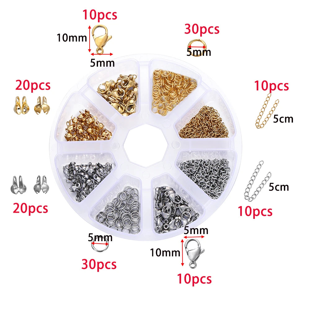 Bulk Jewelry Findings Kit 400Pcs Lobster Clasps Beads - Smarsty