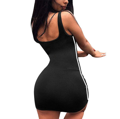 Summer Women Casual Sheath Dress Lady Spaghetti Strap Sleeveless Sexy Stretch Slim Dress Vestidos QT030 - Smarsty