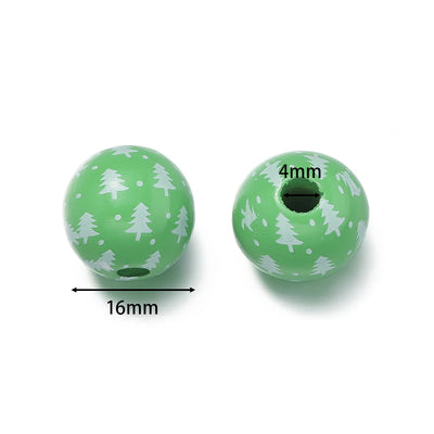 5/10pcs 16mm Wooden Beads Green Snowman Christmas Spacer Beads for DIY Bracelet Keychain Jewelry Making Handmade Accessories