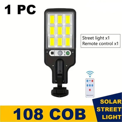 1/2/4-Pack Solar Street Lights, 108 COB LED Outdoor Wall Lights with Remote Control and Motion Sensor, Adjustable 3 Modes, Suita