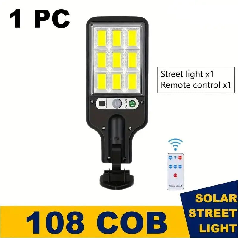 1/2/4-Pack Solar Street Lights, 108 COB LED Outdoor Wall Lights with Remote Control and Motion Sensor, Adjustable 3 Modes, Suita