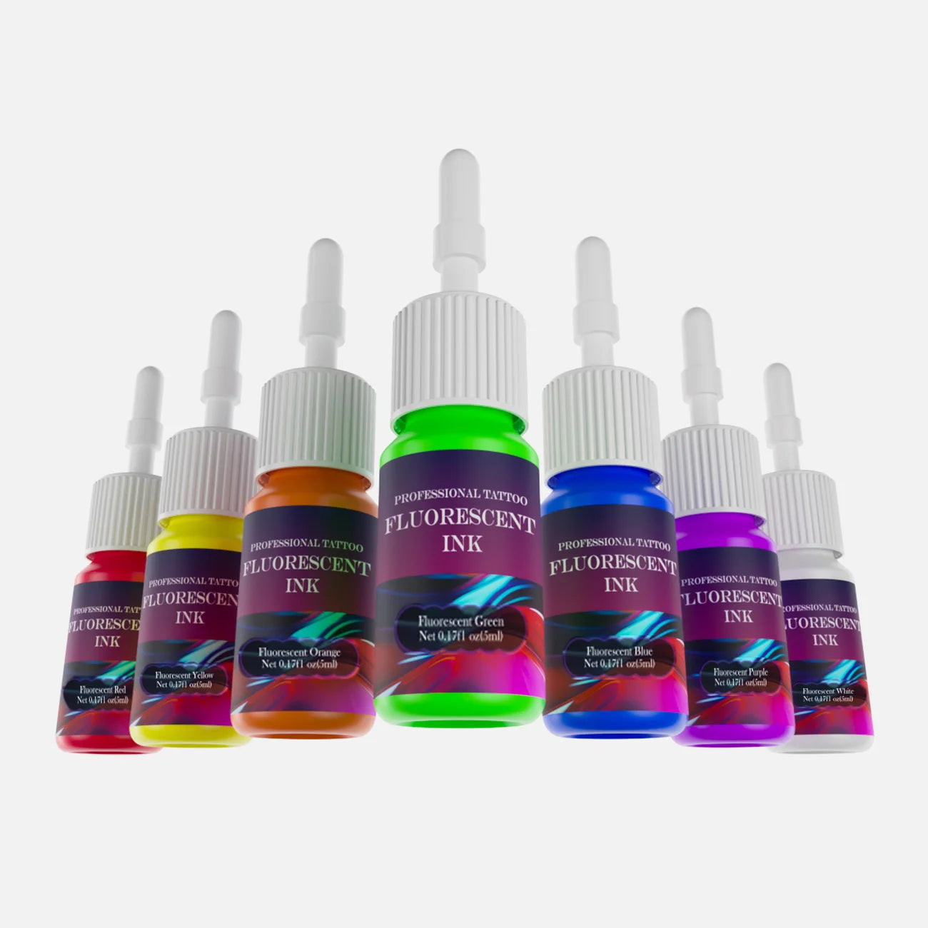 DM 8PCS 5ml Fluorescent Tattoo Ink Set Professional Tattoo Pigment Tattoo Painting Tattoo Supplies Professional Supply