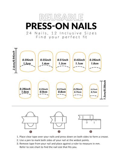 24PCS Medium Pink Black French Tip Press On Nails - Smarsty