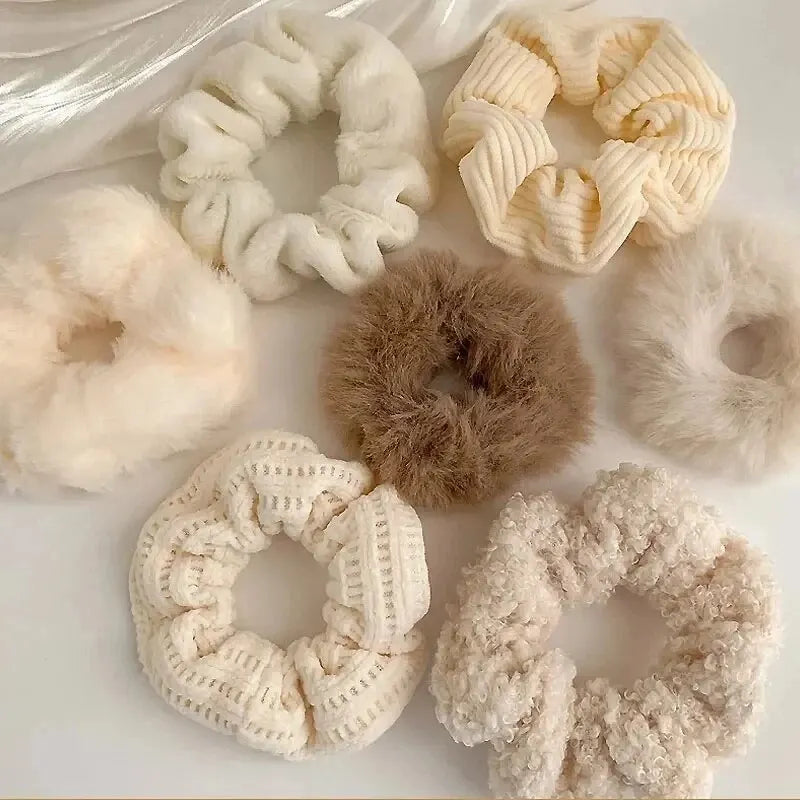 7/21 Pcs/Set Women Hair Scrunchies Set Plush Solid Hair Band for Girls Ponytail Holder Rubber Bands Hair Ties Hair Accessories - Smarsty
