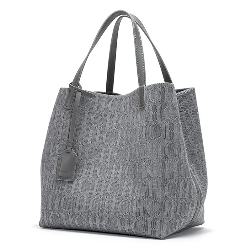 CHCH Tote Bag Large Capacity Black Knitted Shopping Bag - Smarsty