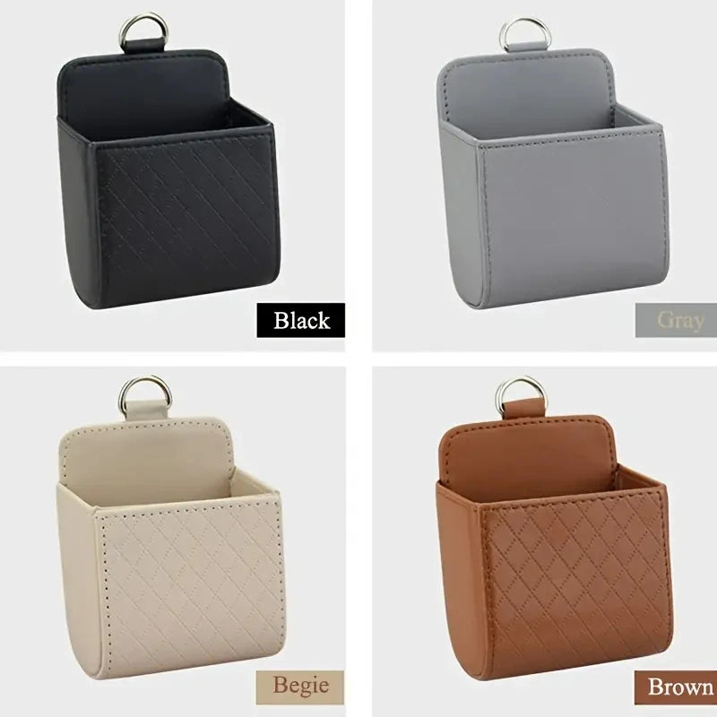 Vent Mount Car Phone Holder With PU Leather Storage Box - Smarsty