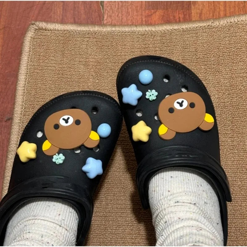 10pcs Shoe Decorative Stickers Shoes Charms Removable Cute Bear Stars Shoe Accessories for Girls Summer Shoes DIY Gift