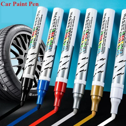 Car paint scratches repair brush pen waterproof water paint marker pen car tire tread care automotive  black white red silver - Smarsty