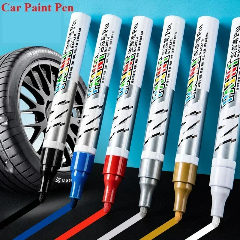Car paint scratches repair brush pen waterproof water paint marker pen car tire tread care automotive  black white red silver - Smarsty