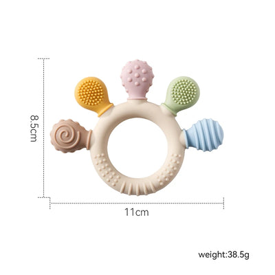 1pc Silicone Teether Baby 0 12 Months Teething Toys Teether Ring Silicone Baby Teether Toys for Toddler BPA Free Baby Toys Gifts by Smarsty