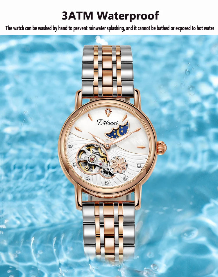 Luxury Automatic Mechanical Watch for Women with Moon Phase - Smarsty
