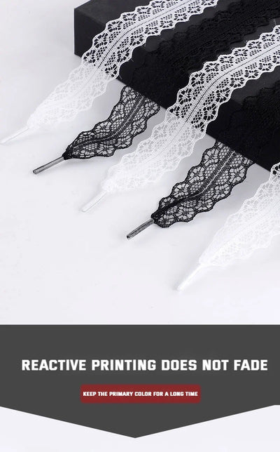 Lace Braided Shoelaces  2.9CM Width Fancy Flat Shoelace Black White Silk Shoe Laces for Ballet Sneakers German Training Shoes - Smarsty