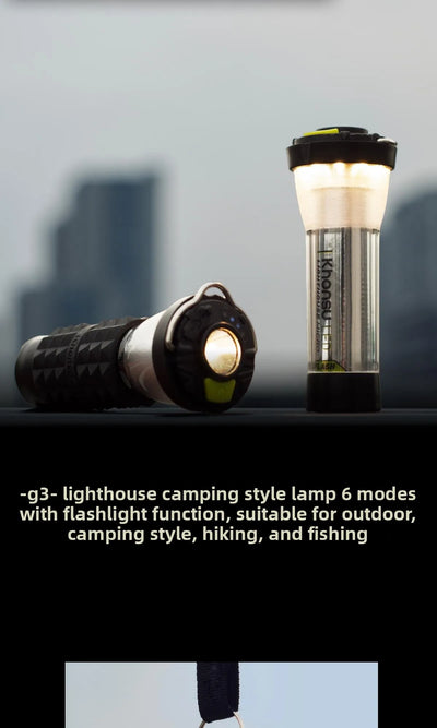 3000mah GZ Lighthouse camping light Super Long Battery Life LED Camping Tent Hiking Atmosphere Lamp Tower Flashlight by Smarsty