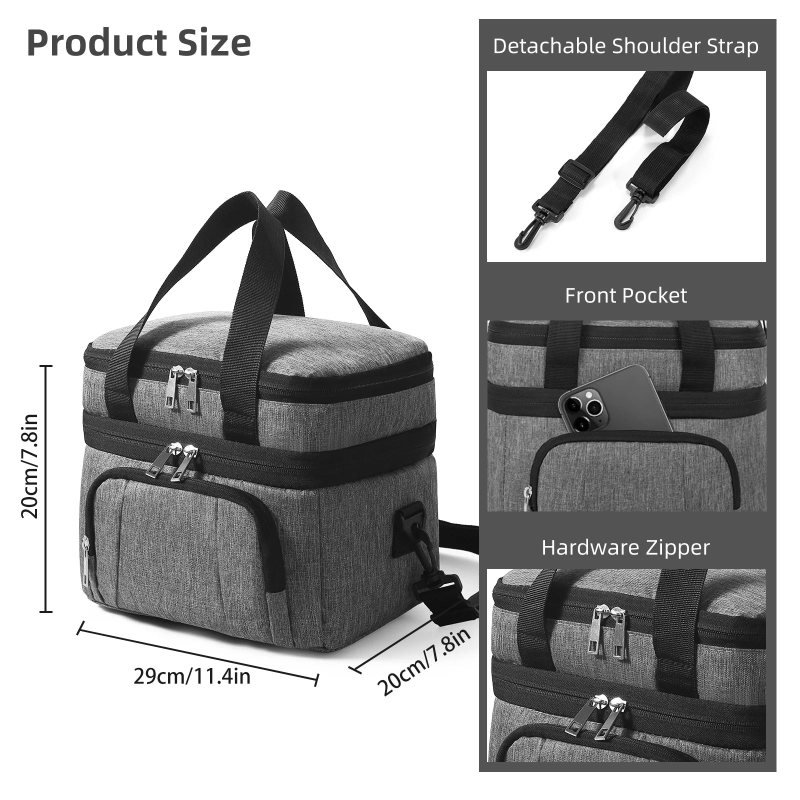 Insulated Lunch Bag With Adjustable Strap And Waterproof - Smarsty