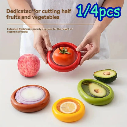 1/4Pcs Silicone Lid Vegetable Crisper Food Storage Box for Scallion  Fruits Kitchen Storage Organization Reusable Accessories