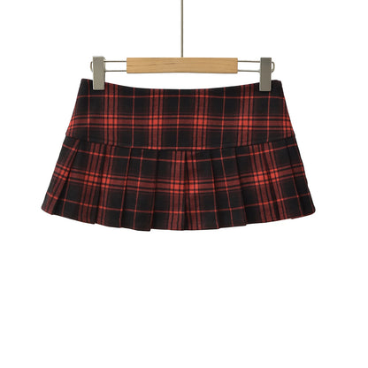 Summer Mini skirts for woman vintage korean fashion plaid skirts for women y2k skirts pleated red plaid skirts preppy style - Smarsty