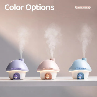 Cartoon Air Humidifier 300ml Mini Essential Oil Aroma Diffusers Colorful Lighting Cute Mushroom House Home Ultrasonic Humidifier - Smarsty