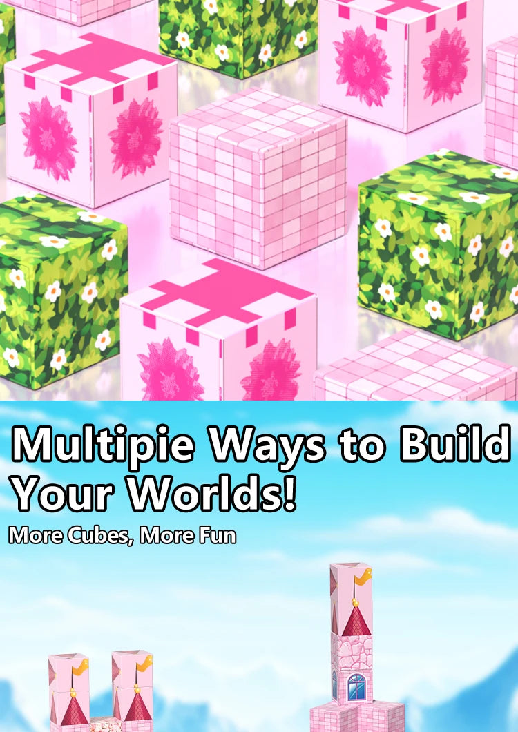 Pink castle magnetic building block set, suitable for boys and girls over 3 years old DIY to improve hand skills and creativity by Smarsty