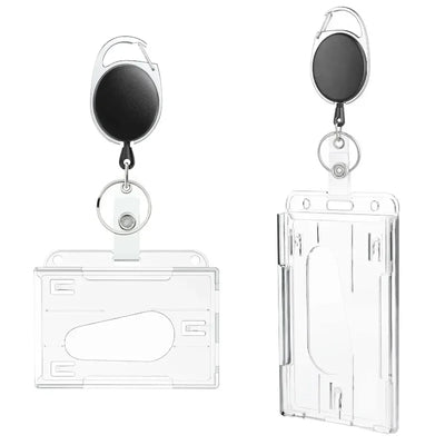 Transparent Cards Slots ID Tag Badge Holder with Badge Reel Cards Storage Organizer Employee Pass Work Card Case Sleeve - Smarsty