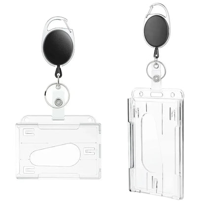 Transparent Cards Slots ID Tag Badge Holder with Badge Reel Cards Storage Organizer Employee Pass Work Card Case Sleeve - Smarsty