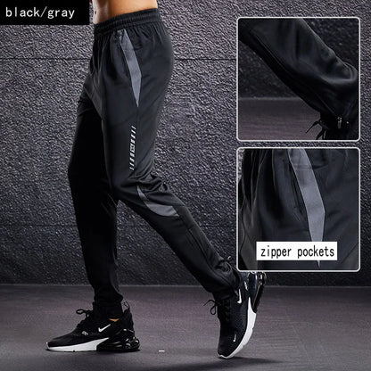 Men Sport Pants Running Pants With Zipper Pockets Soccer Training Jogging Sports Trousers Fitness Football Leggings Sweatpants - Smarsty