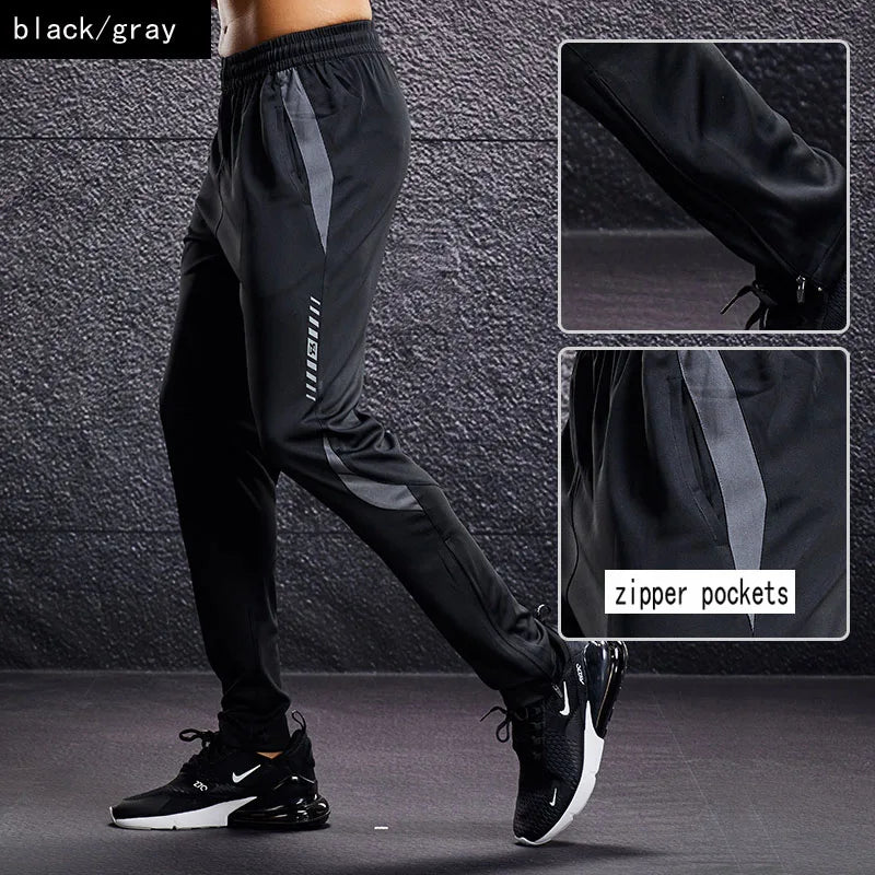 Men Sport Pants Running Pants With Zipper Pockets Soccer Training Jogging Sports Trousers Fitness Football Leggings Sweatpants - Smarsty