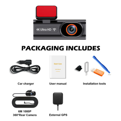 4K Dash Cam Ultra HD Car Front Night Vision Parking - Smarsty